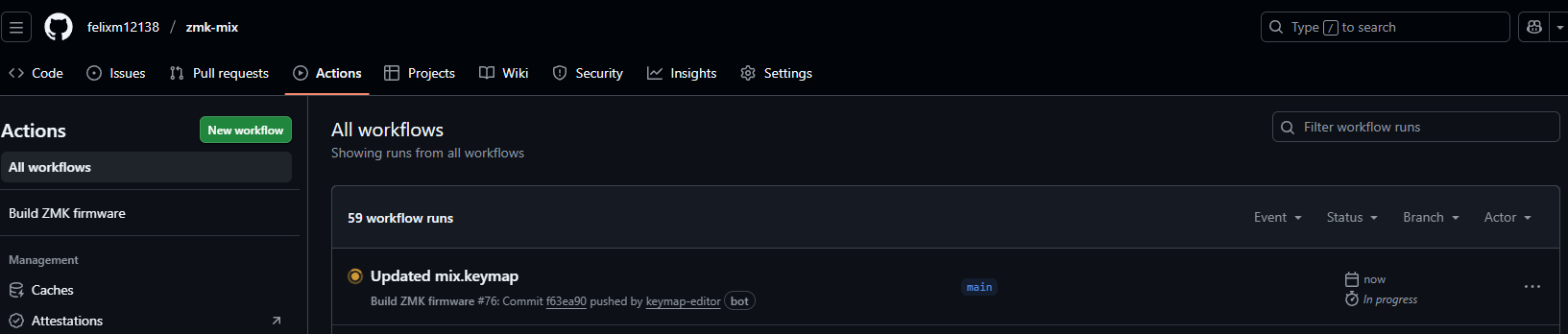 GitHub Actions: open the successful workflow and download the firmware artifact