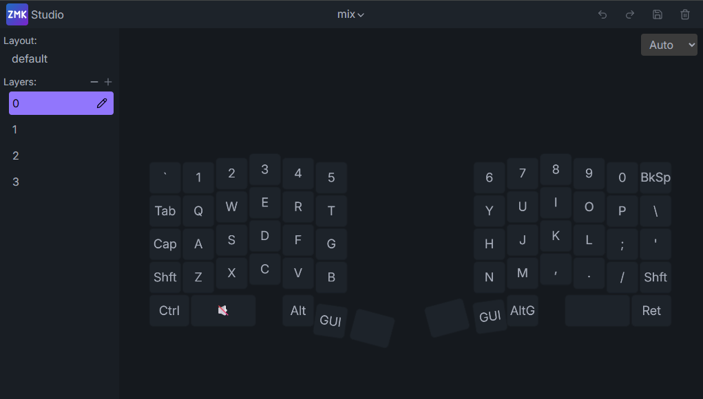 ZMK Studio: select a layer, click a physical key position, then assign its new action